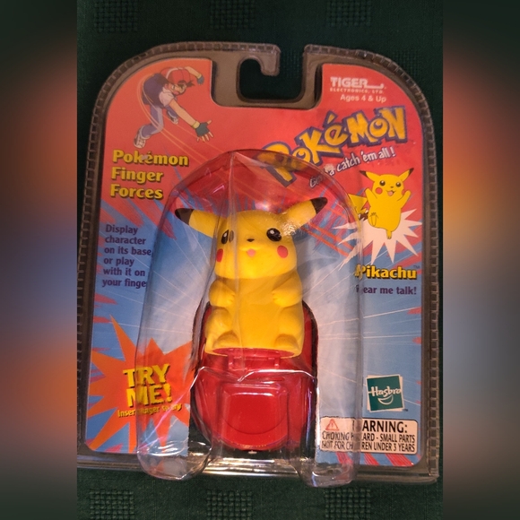 VERY RARE Pokemon Pikachu Finger Forces Figure TALKS!! New. SEALED Hasbro Tiger - Picture 1 of 6